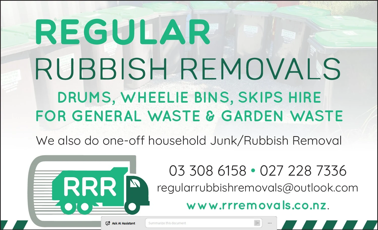 Regular Rubbish Removals (RRR) — Waste Management in Ashburton