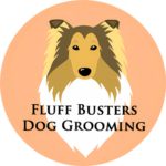 fluff busters dog grooming logo